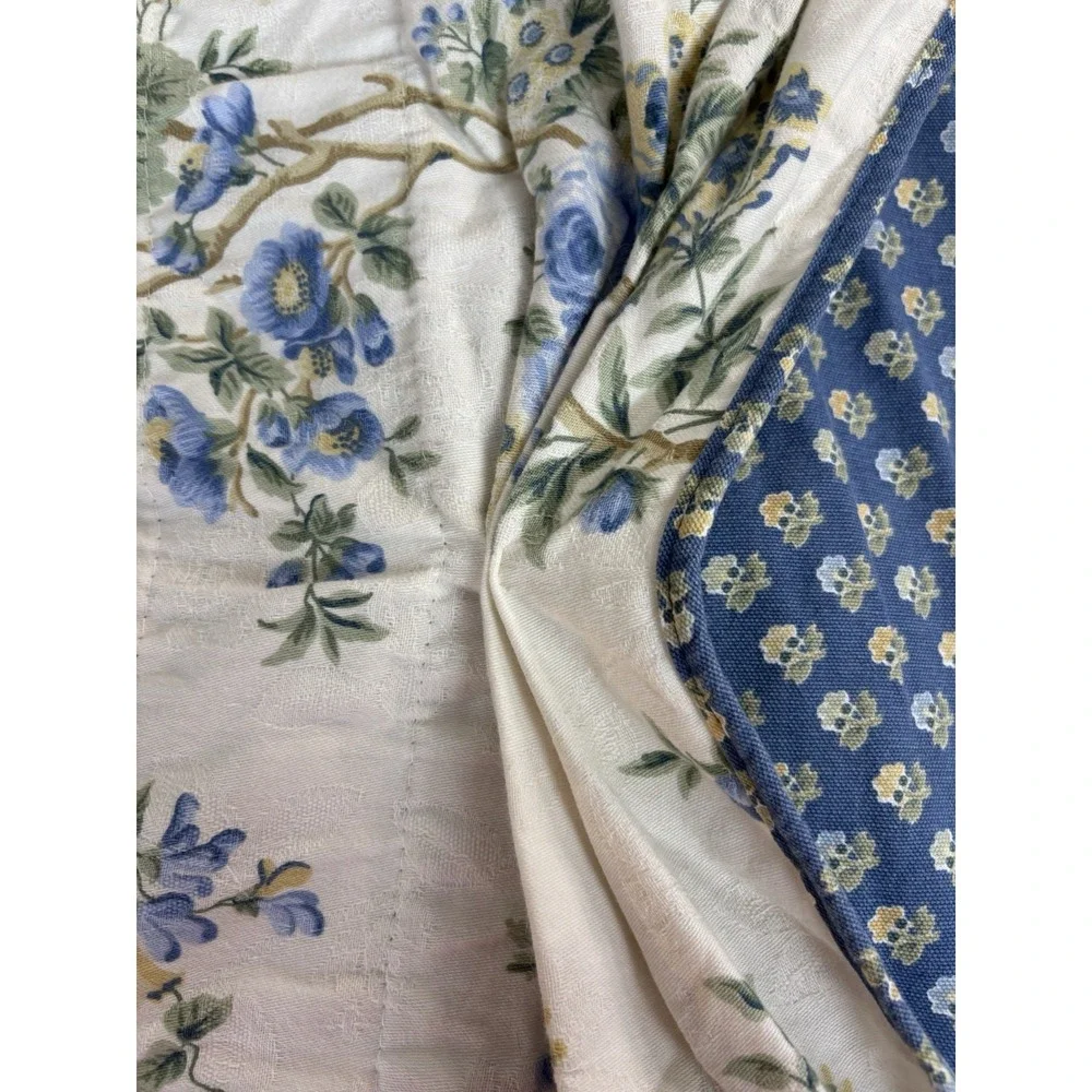 Waverly Valance Coventry Hill Chambray Blue Floral Swag Double Layer (1) Valance